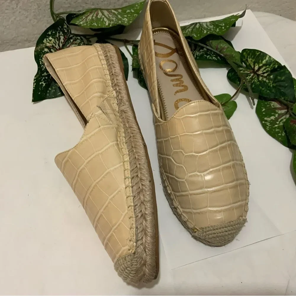 Sam Edelman Leather Slip-On FLAT Espadrilles Kesia Eggshell LEATHER SIZE 10.5